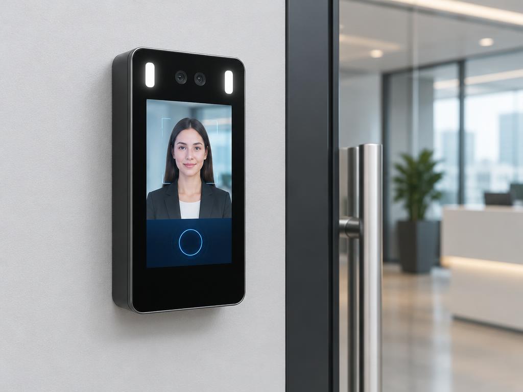Wall-mounted biometric reader close-up