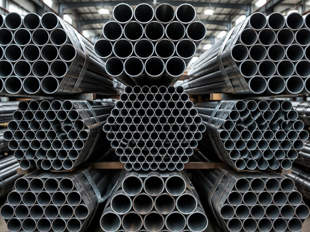 Stacked bundles of welded steel tubes