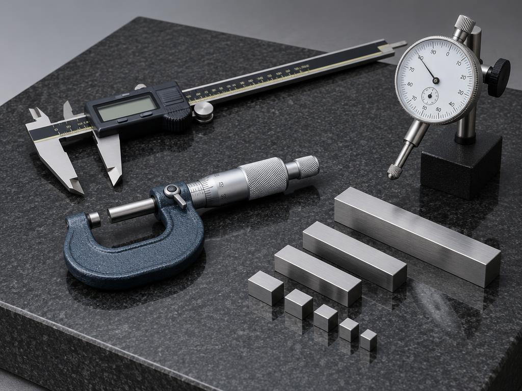 Digital caliper measuring a metal part