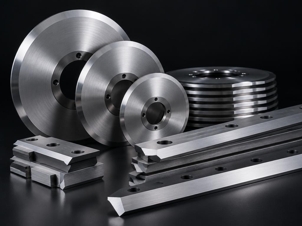 Circular slitting cutter discs stacked on an arbor